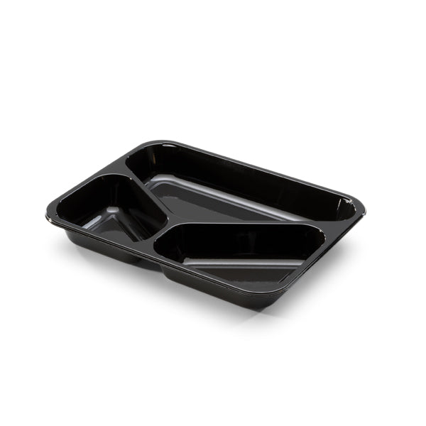 CPET tray zwart 3 vak 1001.01 226x177x31mm
