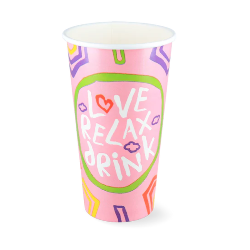 Milkshakebeker groot 560ml Ø90mm 20oz roze FSC® karton